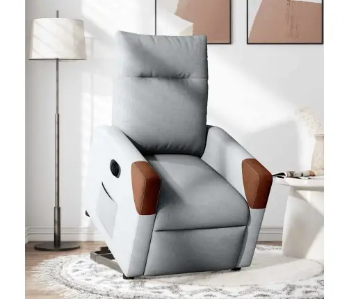 Elektrisks Atpūtas Krēsls Paceļams/Atgāžams Gaiši Pelēks Audums Vidaxl