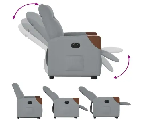 Elektrisks Atpūtas Krēsls Paceļams/Atgāžams Gaiši Pelēks Audums Vidaxl