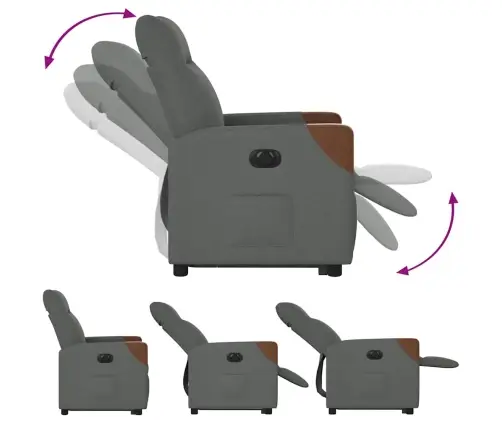 Elektrisks Atpūtas Krēsls, Paceļams, Atgāžams, Pelēks Audums Vidaxl