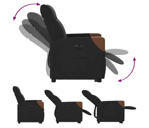 Elektrinis Atsistojantis Atlošiamas Krėslas, Juodas, Audinys