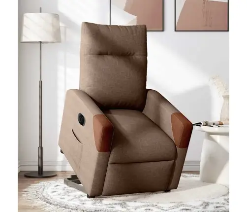 Elektrinis Atsistojantis Atlošiamas Krėslas, Rudas, Audinys