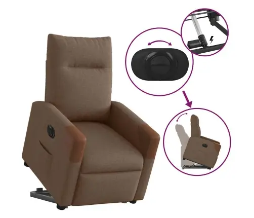 Elektrinis Atsistojantis Atlošiamas Krėslas, Rudas, Audinys