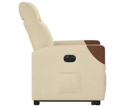 Elektrisks Atpūtas Krēsls, Paceļams/Atgāžams, Krēmkrāsas Audums Vidaxl