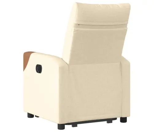 Elektrisks Atpūtas Krēsls, Paceļams/Atgāžams, Krēmkrāsas Audums Vidaxl