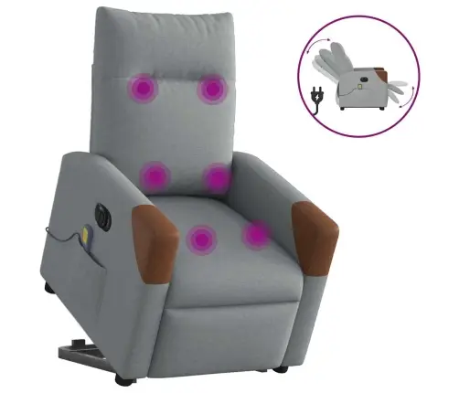 Elektriline Püsti Tõusmist Toetav Massaažitool, Helehall Kangas