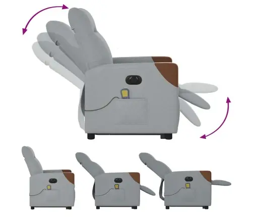 Elektriline Püsti Tõusmist Toetav Massaažitool, Helehall Kangas