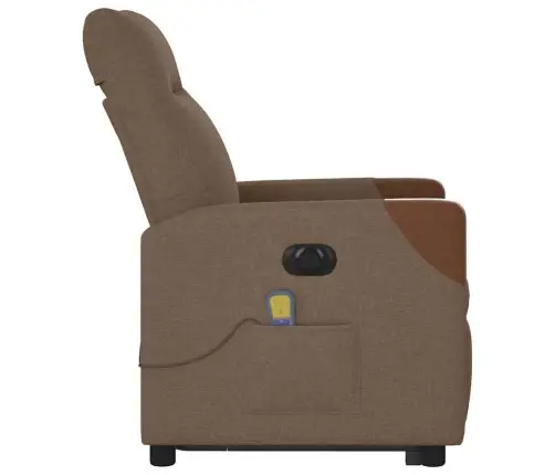 Elektrisks Masāžas Krēsls, Paceļams, Atgāžams, Brūns Audums Vidaxl