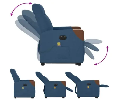 Elektriskais Stāvus Masāžas Krēsls, Zils Audums Vidaxl