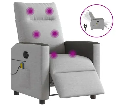 Elektrisks Masāžas Krēsls, Atgāžams, Mākonis Pelēks Audums Vidaxl