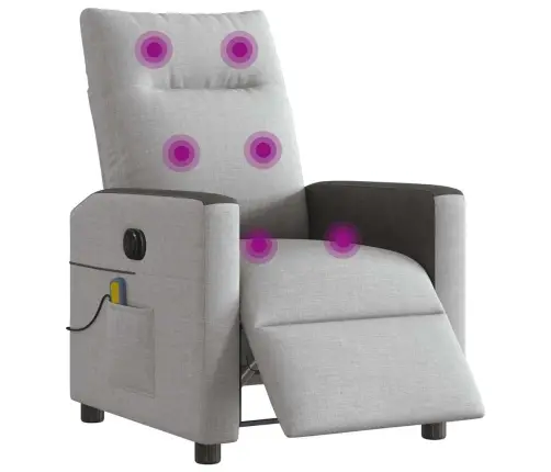 Elektrisks Masāžas Krēsls, Atgāžams, Mākonis Pelēks Audums Vidaxl