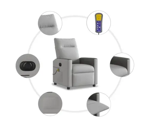 Elektrisks Masāžas Krēsls, Atgāžams, Mākonis Pelēks Audums Vidaxl