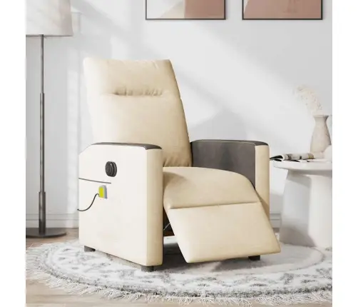 Elektrisks Masāžas Krēsls, Atgāžams, Krēmkrāsas Audums Vidaxl Elektrisks Masāžas Krēsls, Atgāžams, Krēmkrāsas Audums Vidaxl