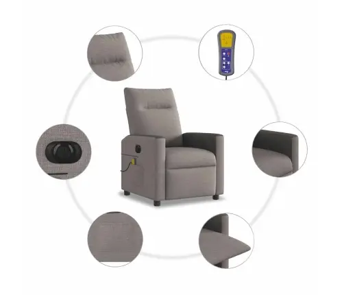 Elektrisks Masāžas Krēsls, Atgāžams, Pelēkbrūns Audums Vidaxl