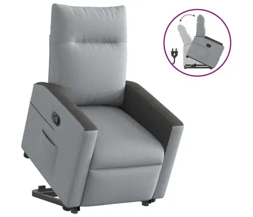 Atpūtas Krēsls, Paceļams, Atgāžams, Gaiši Pelēks Audums Vidaxl