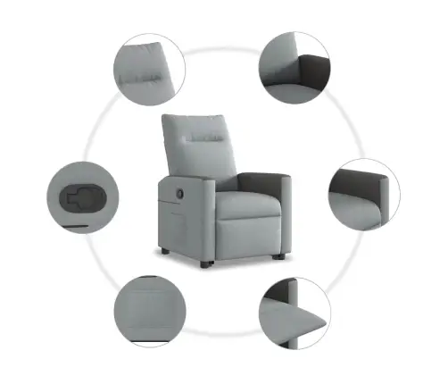 Atpūtas Krēsls, Paceļams, Atgāžams, Gaiši Pelēks Audums Vidaxl