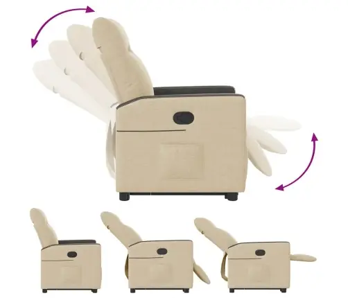 Atpūtas Krēsls, Paceļams, Atgāžams, Krēmkrāsas Audums Vidaxl