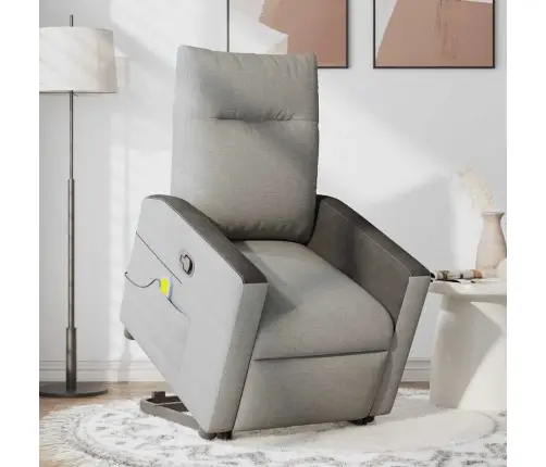 Masāžas Krēsls, Paceļams, Atgāžams, Mākonis Pelēks Audums Vidaxl