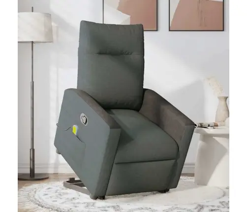 Masāžas Krēsls, Paceļams, Atgāžams, Tumši Pelēks Audums Vidaxl