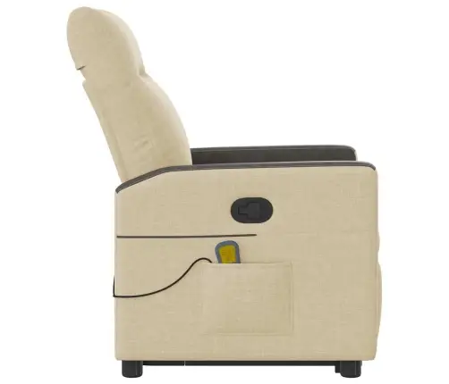 Masāžas Krēsls, Paceļams, Atgāžams, Krēmkrāsas Audums Vidaxl