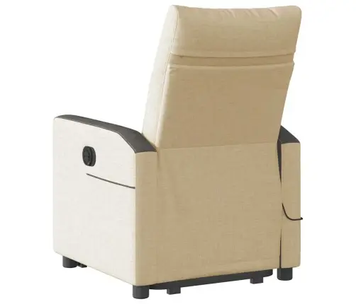 Masāžas Krēsls, Paceļams, Atgāžams, Krēmkrāsas Audums Vidaxl