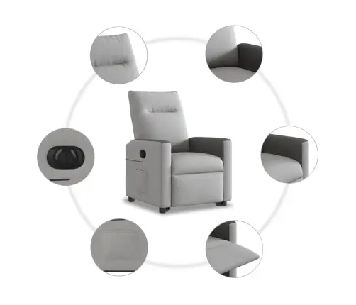 Elektrisks Atpūtas Krēsls, Paceļams, Atgāžams, Mākonis Pelēks Vidaxl