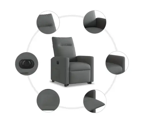Elektrisks Atpūtas Krēsls, Paceļams, Atgāžams, Pelēks Audums Vidaxl