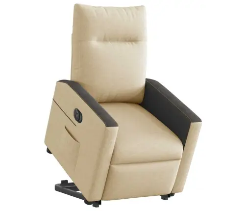 Elektrisks Atpūtas Krēsls, Paceļams/Atgāžams, Krēmkrāsas Audums Vidaxl
