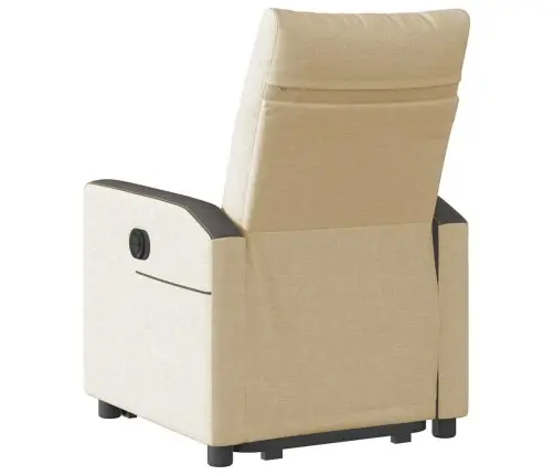 Elektrisks Atpūtas Krēsls, Paceļams/Atgāžams, Krēmkrāsas Audums Vidaxl