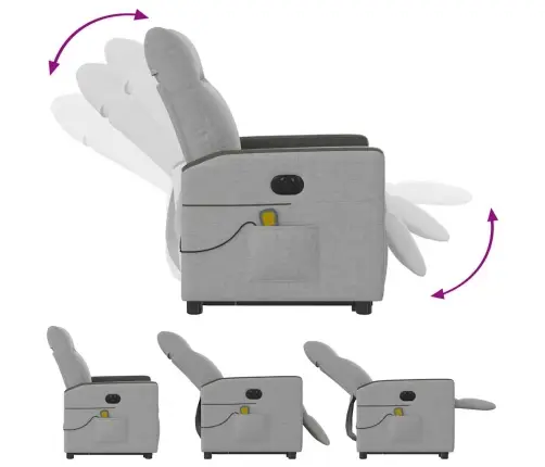 Elektrisks Stāvus Masāžas Atpūtas Krēsls Mākonis Pelēks Audums Vidaxl