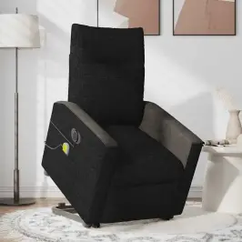Atsistojantis Elektrinis Masažinis Krėslas, Juodas, Audinys