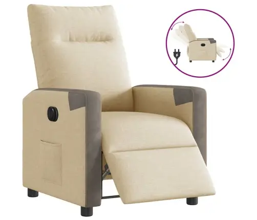 Elektrinis Atlošiamas Krėslas, Kreminės Spalvos, Audinys