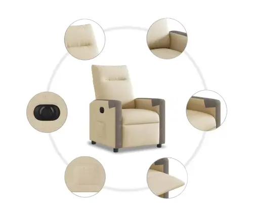 Elektrinis Atlošiamas Krėslas, Kreminės Spalvos, Audinys