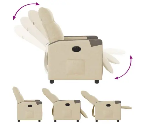 Elektrinis Atlošiamas Krėslas, Kreminės Spalvos, Audinys