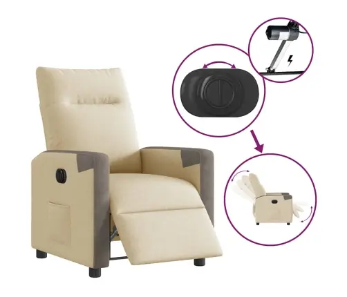 Elektrinis Atlošiamas Krėslas, Kreminės Spalvos, Audinys