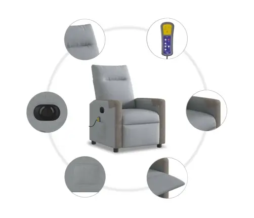 Elektrisks Masāžas Krēsls, Atgāžams, Gaiši Pelēks Audums Vidaxl