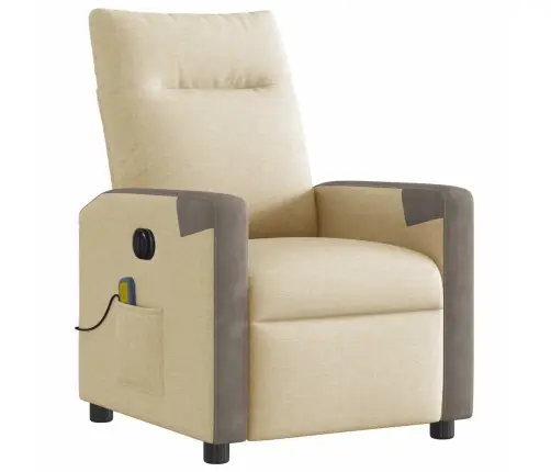 Elektrisks Masāžas Krēsls, Atgāžams, Krēmkrāsas Audums Vidaxl