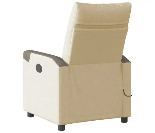 Elektrisks Masāžas Krēsls, Atgāžams, Krēmkrāsas Audums Vidaxl