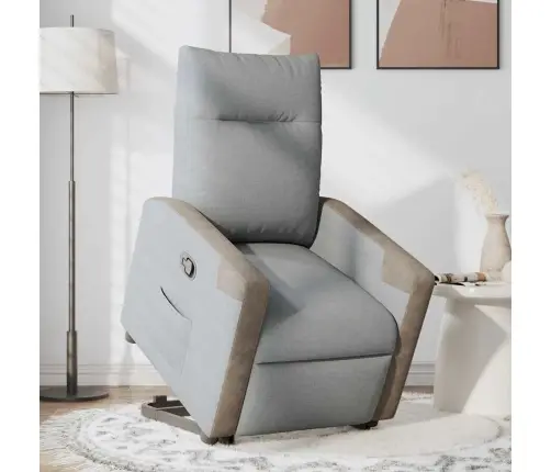 Atpūtas Krēsls, Paceļams, Atgāžams, Gaiši Pelēks Audums Vidaxl
