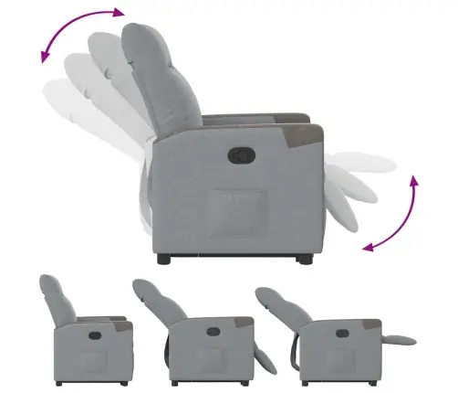 Atpūtas Krēsls, Paceļams, Atgāžams, Gaiši Pelēks Audums Vidaxl