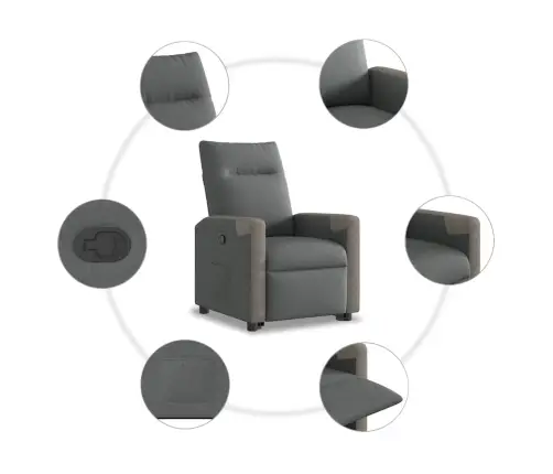 Atpūtas Krēsls, Paceļams, Atgāžams, Tumši Pelēks Audums Vidaxl