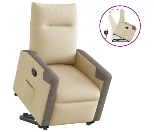 Atpūtas Krēsls, Paceļams, Atgāžams, Krēmkrāsas Audums Vidaxl