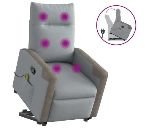 Püsti Tõusmist Toetav Massaažitool, Helehall, Kangas