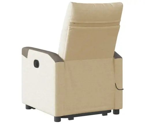 Masāžas Krēsls, Paceļams, Atgāžams, Krēmkrāsas Audums Vidaxl