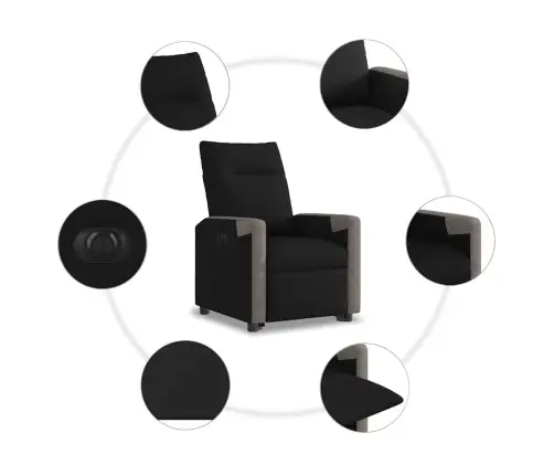 Elektrisks Atpūtas Krēsls, Paceļams, Atgāžams, Melns Audums Vidaxl