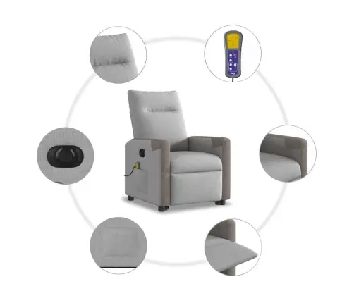 Elektrisks Stāvus Masāžas Atpūtas Krēsls Mākonis Pelēks Audums Vidaxl