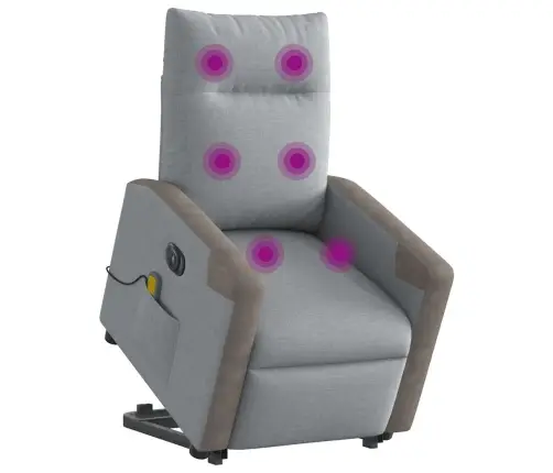 Elektrisks Masāžas Krēsls, Paceļams, Atgāžams, Pelēks Audums Vidaxl