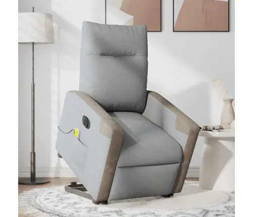 Elektrisks Masāžas Krēsls, Paceļams, Atgāžams, Pelēks Audums Vidaxl