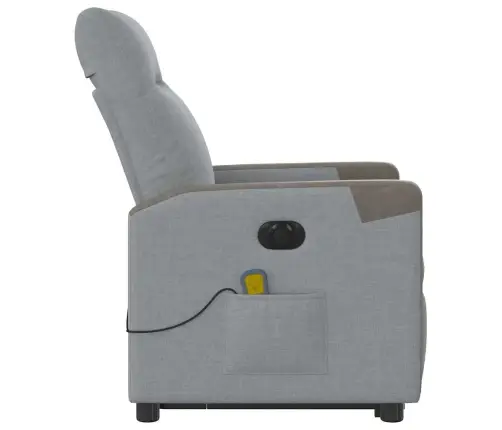 Elektrisks Masāžas Krēsls, Paceļams, Atgāžams, Pelēks Audums Vidaxl