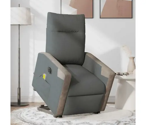 Elektrisks Masāžas Krēsls, Paceļams, Atgāžams, Pelēks Audums Vidaxl