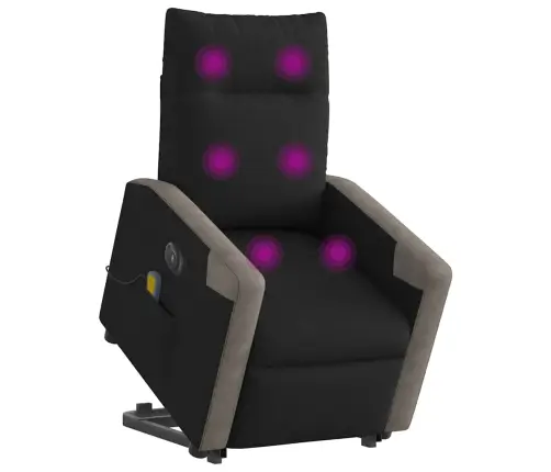 Elektrisks Masāžas Krēsls, Paceļams, Atgāžams, Melns Audums Vidaxl